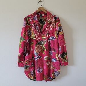 ANU Fuchsia Pink Embroidred Floral Tunic‎ Size XL